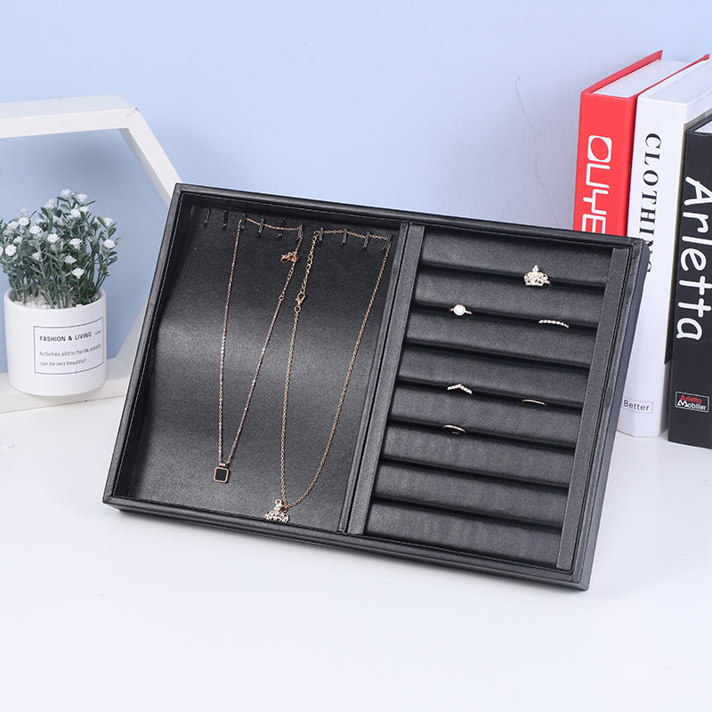 Black PU Leather Jewelry Display Tray