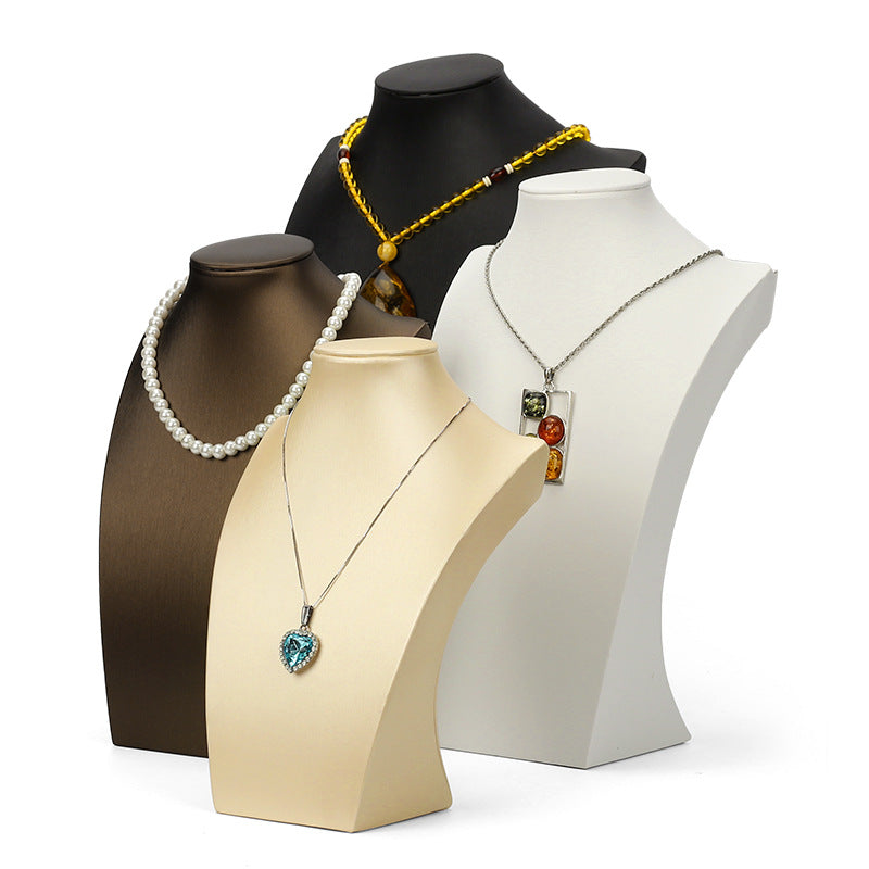 Luxury PU Brushed Bust Necklace Display Stand