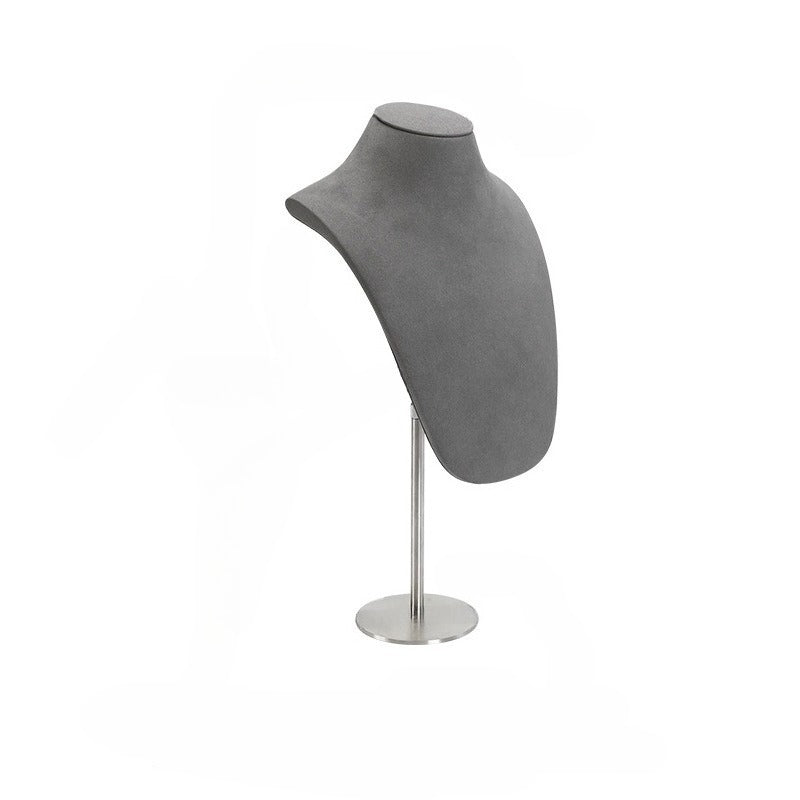 Velvet Necklace Bust Display Stand - Adjustable Mannequin for Jewelry Showcase
