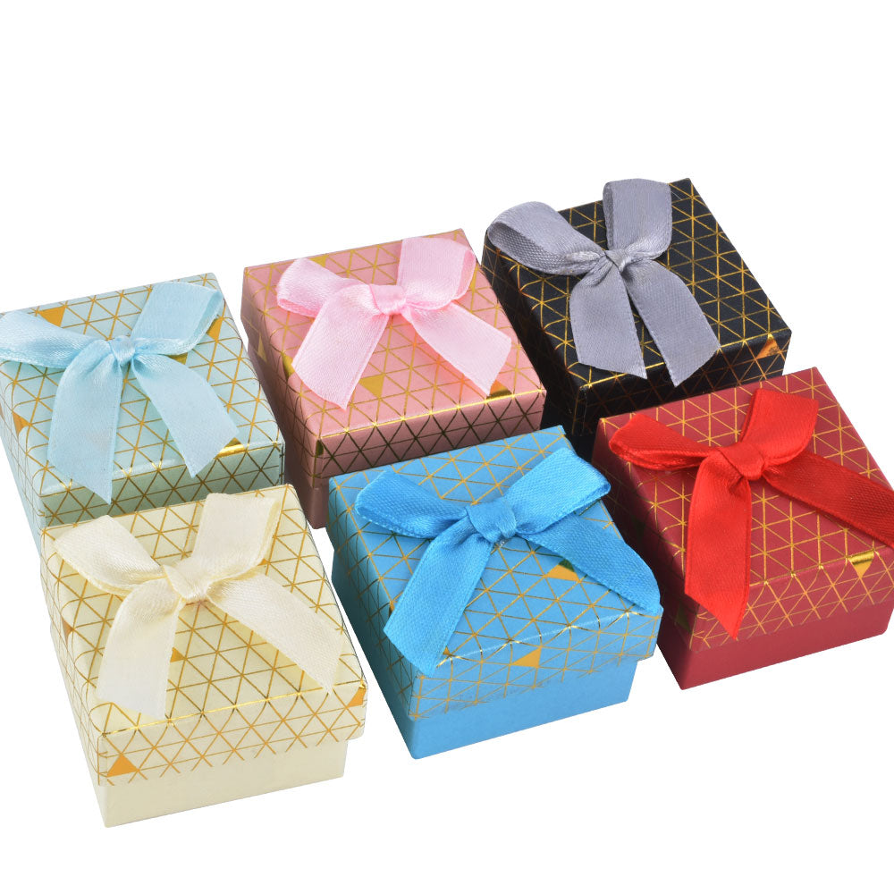 24 PCS (B1522-X1) Fashion Cardboard 6 Color Ring Jewelry Box With Bow Tie