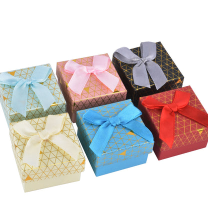 24 PCS (B1522-X1) Fashion Cardboard 6 Color Ring Jewelry Box With Bow Tie