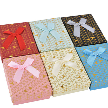 12 PCS (B1534-X1) Fashion Cardboard 6 Color Pendant Jewelry Box With Bow Tie