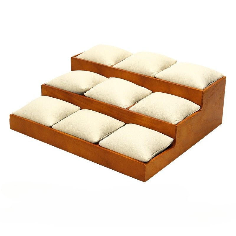 New Solid Wood Microfiber Watch & Bracelet Display Tray | Soft Padded Jewelry Showcase