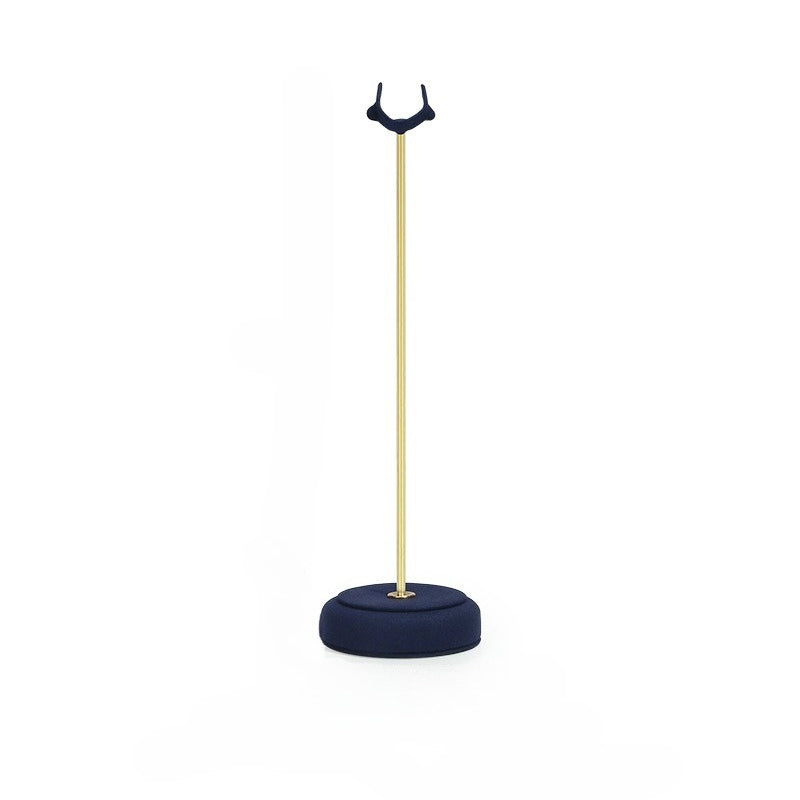 Velvet Ring Display Stand - Tall Gold Metal Base Holder for Engagement & Wedding Rings