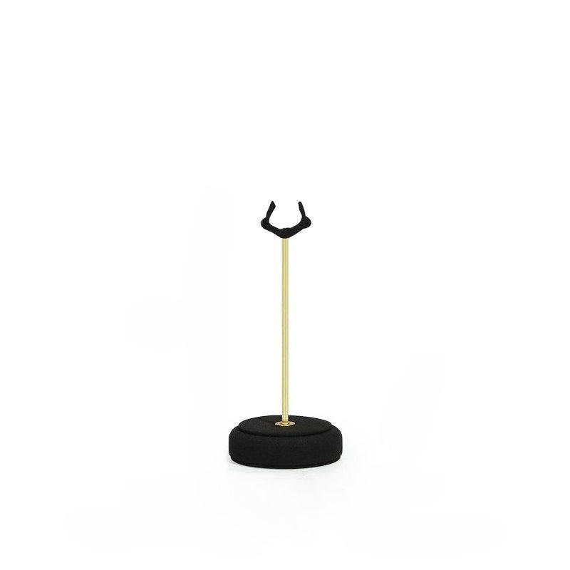 Velvet Ring Display Stand - Tall Gold Metal Base Holder for Engagement & Wedding Rings