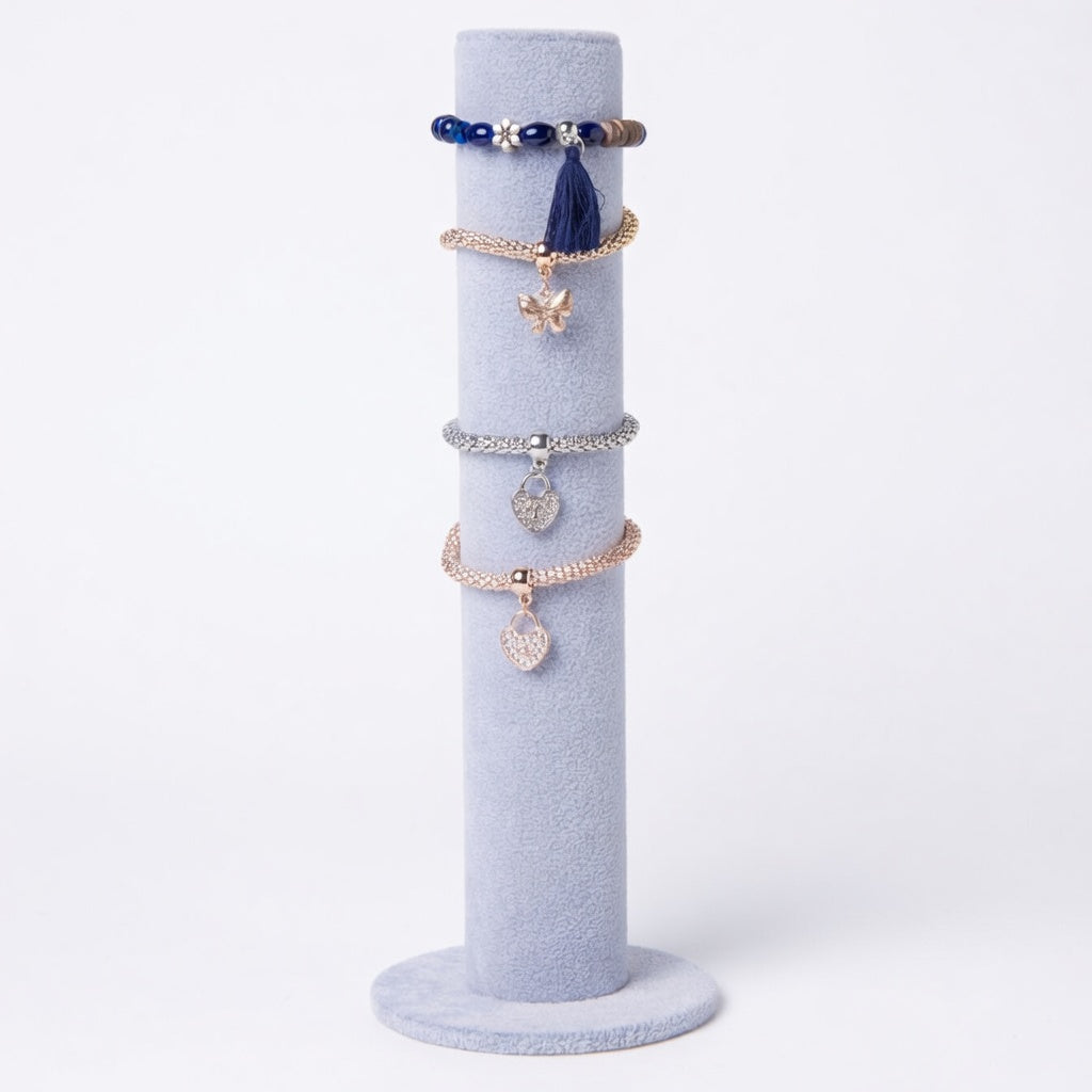 Velvet Cylindrical Bracelet Display Stand - Jewelry Tower Holder