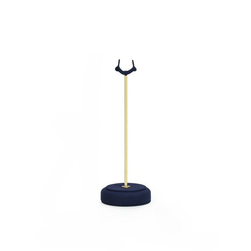 Velvet Ring Display Stand - Tall Gold Metal Base Holder for Engagement & Wedding Rings