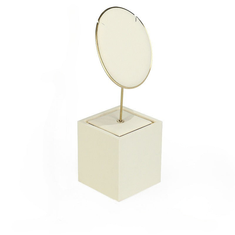 Beige Velvet Jewelry Display Set with Gold Metal Accents - Complete Retail Stand with Busts, Ring, Earring & Bracelet Holders