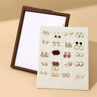 Black Walnut Vertical Ring Stud Earrings Display Stand