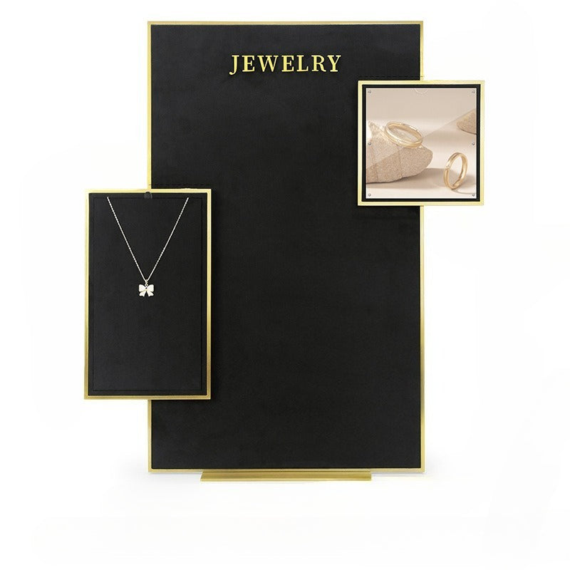 Black Velvet Jewelry Display Set - Complete Retail Stand with Bust, Earring, Ring & Bracelet Holders
