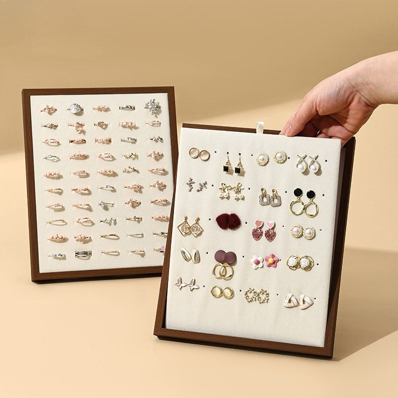 Black Walnut Vertical Ring Stud Earrings Display Stand