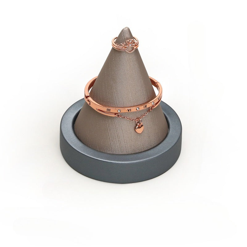 Gray Blue & Gold Jewelry Display Set - Luxury Retail Stand with Necklace Bust, Earring, Ring & Bracelet Holders
