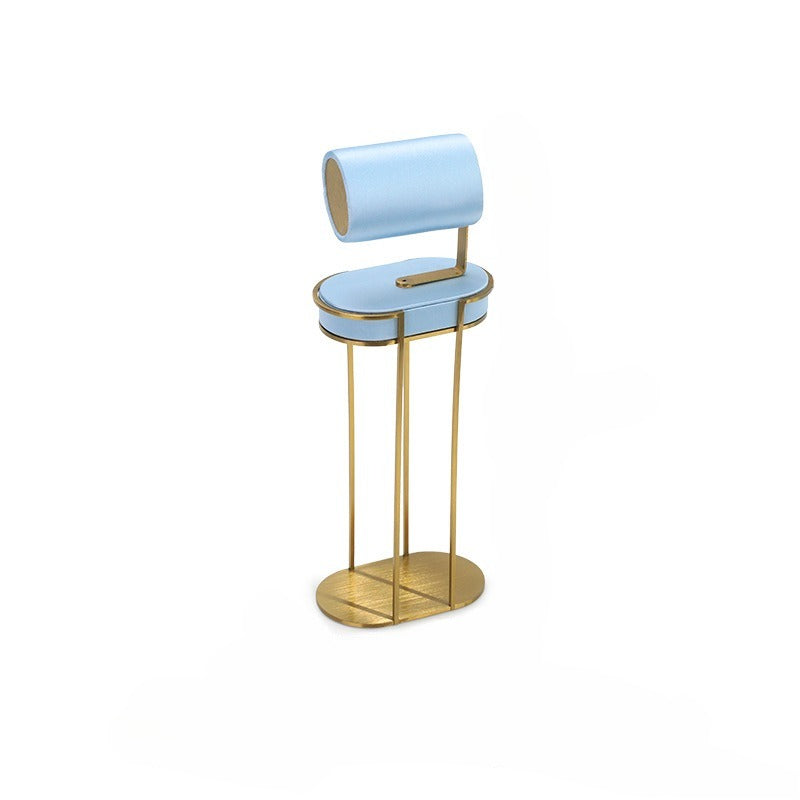 Light Blue & Gold Jewelry Display Set - Luxury Retail Stand with Necklace Bust, Earring & Ring Holders