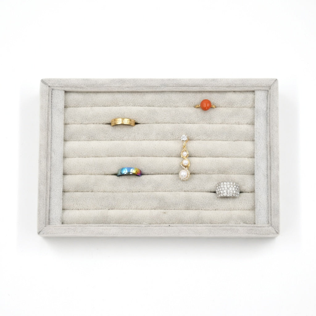 Small Velvet Ring Earring Tray - Plush Jewelry Display Holder