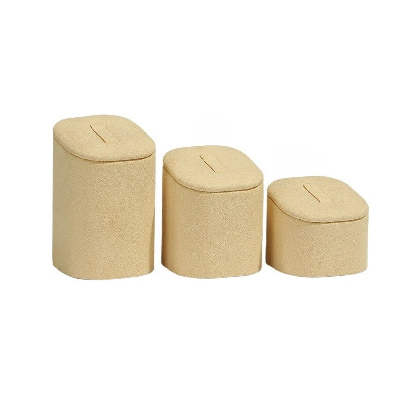 New Superfine Fiber Beige Jewelry Display Stand | Ring Necklace Holder for Gold, Pearl & Fine Jewelry