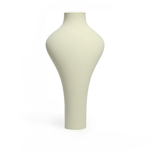 Beige Velvet Necklace Display Bust Set - Jewelry Mannequin with Gold Stand & Tall Neck Form