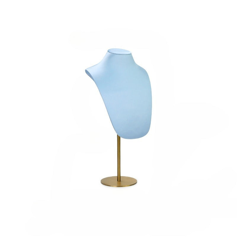 Light Blue & Gold Jewelry Display Set - Luxury Retail Stand with Necklace Bust, Earring & Ring Holders