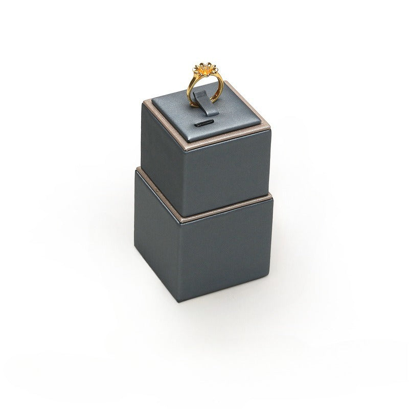 Gray Blue & Gold Jewelry Display Set - Luxury Retail Stand with Necklace Bust, Earring, Ring & Bracelet Holders