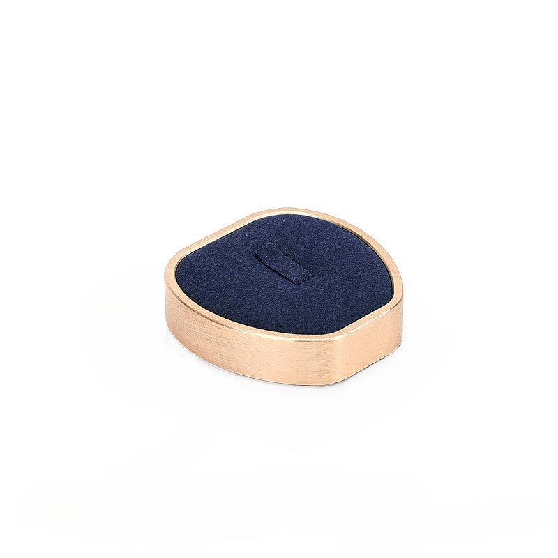 Navy Blue Velvet Jewelry Display Set with Rose Gold Trim - Complete Stand for Rings, Necklaces & Bracelets