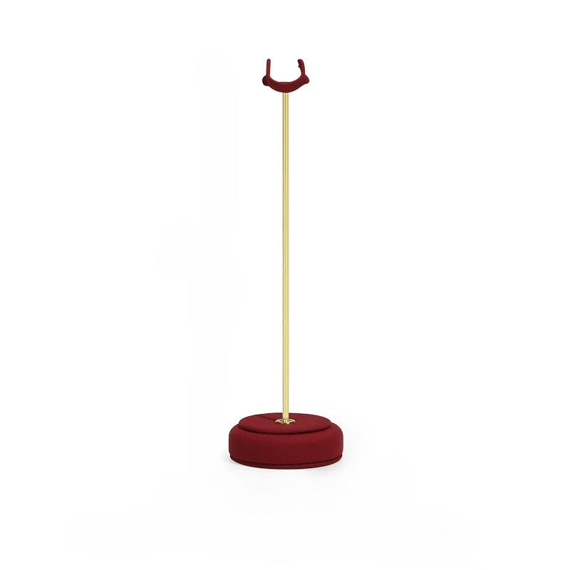 Velvet Ring Display Stand - Tall Gold Metal Base Holder for Engagement & Wedding Rings