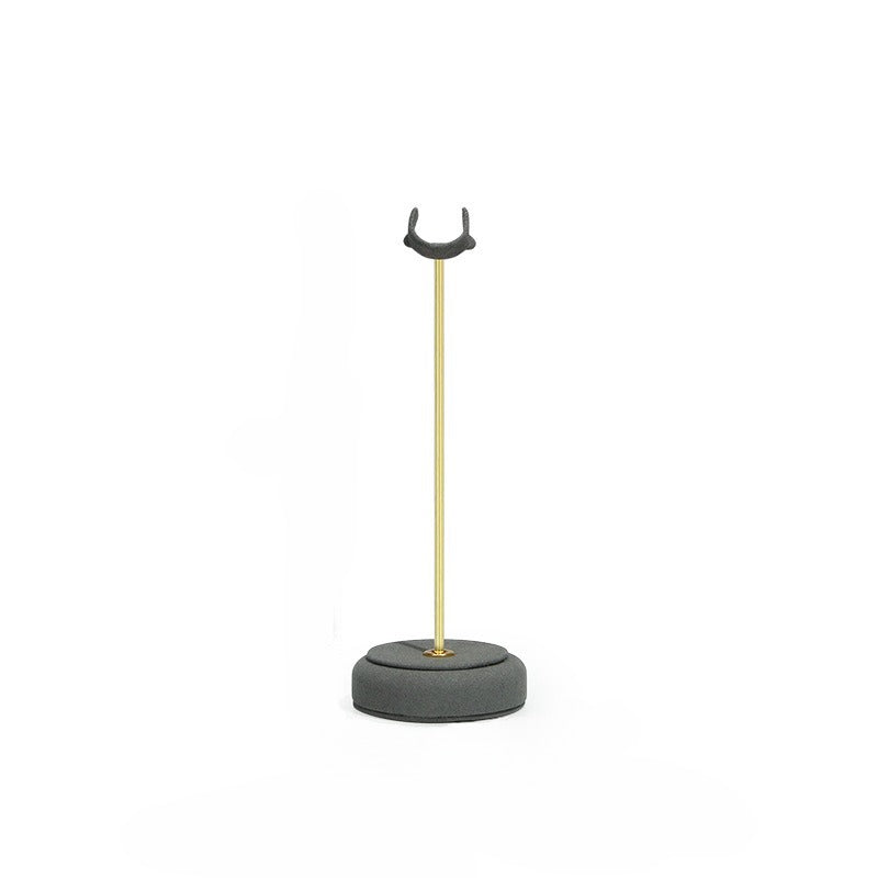 Velvet Ring Display Stand - Tall Gold Metal Base Holder for Engagement & Wedding Rings