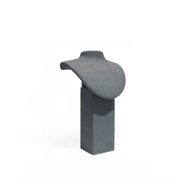 Gray Microfiber Necklace Display Bust Stand