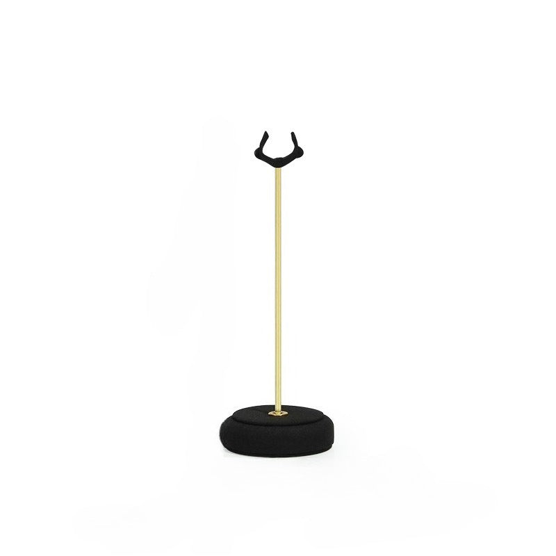 Velvet Ring Display Stand - Tall Gold Metal Base Holder for Engagement & Wedding Rings