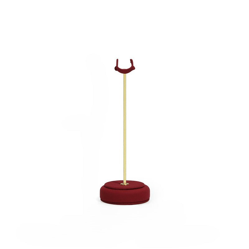 Velvet Ring Display Stand - Tall Gold Metal Base Holder for Engagement & Wedding Rings