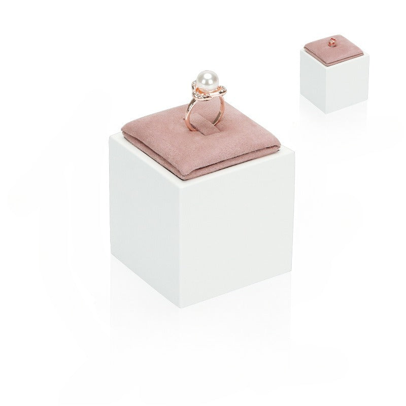 Pink & White Velvet Jewelry Display Set - Complete Retail Stand with Busts, Ring, Earring & Bracelet Holders