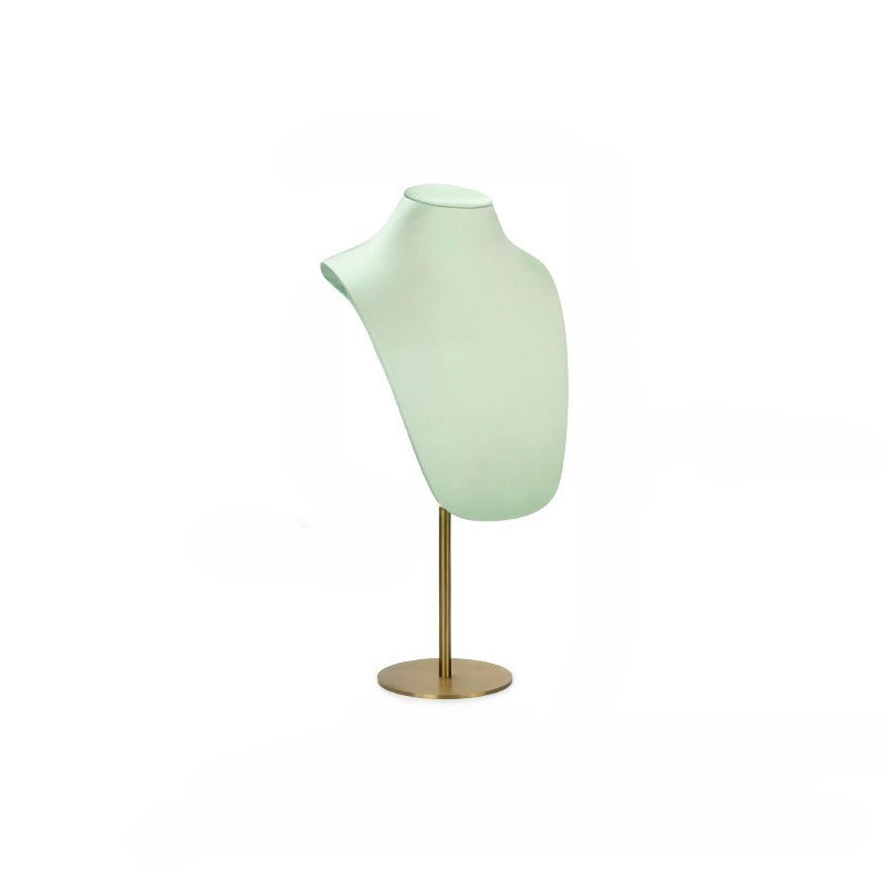 Light Green Velvet Jewelry Display Set with Gold Metal Base - Complete Stand for Necklaces, Earrings, Rings & Bracelets