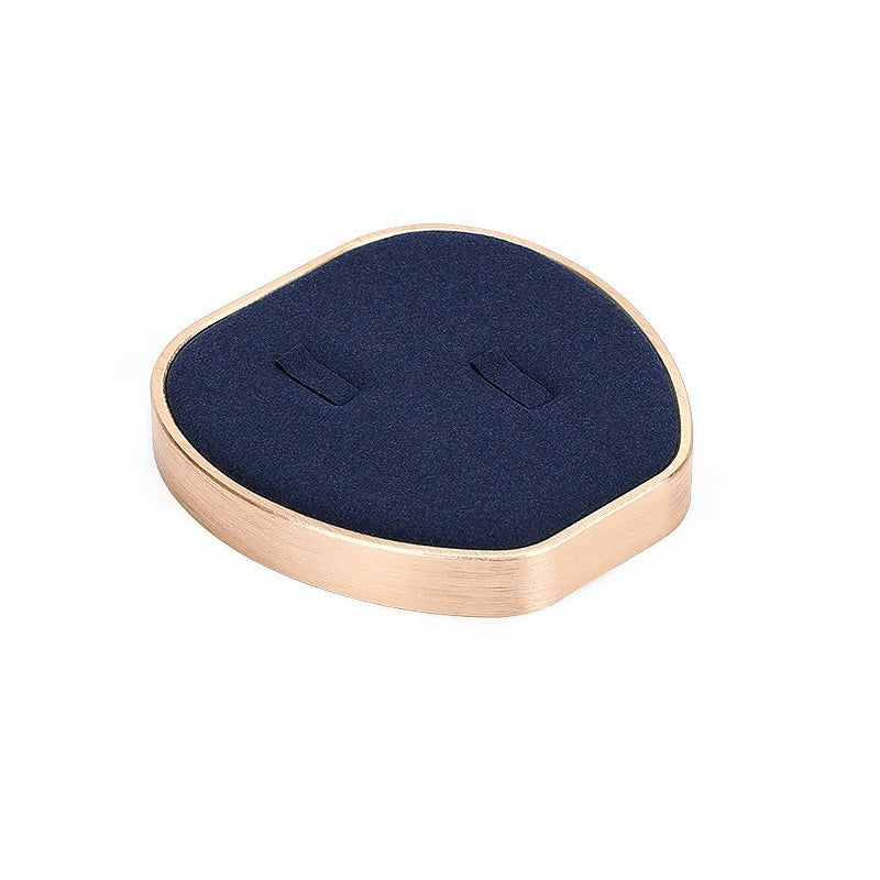 Navy Blue Velvet Jewelry Display Set with Rose Gold Trim - Complete Stand for Rings, Necklaces & Bracelets