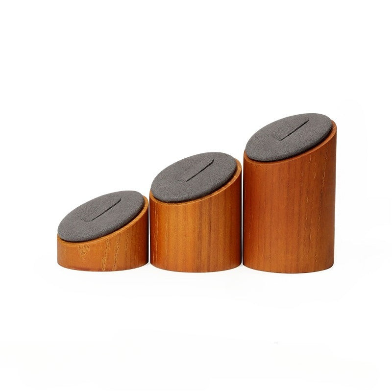 Wooden Ring Display Stand Tiered Slanted Jewelry Holder