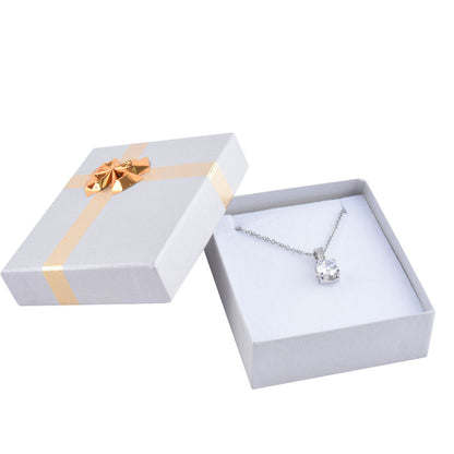 24 PCS Silver Pendant Earring Boxes with Shiny Silver Bow Tie