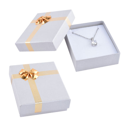 24 PCS Silver Pendant Earring Boxes with Shiny Silver Bow Tie