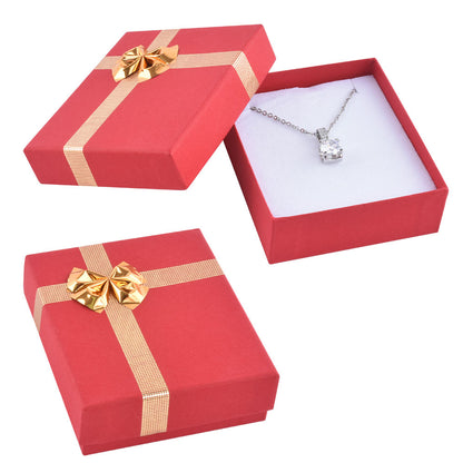 24 PCS Red Pendant Earring Boxes with Shiny Silver Bow Tie