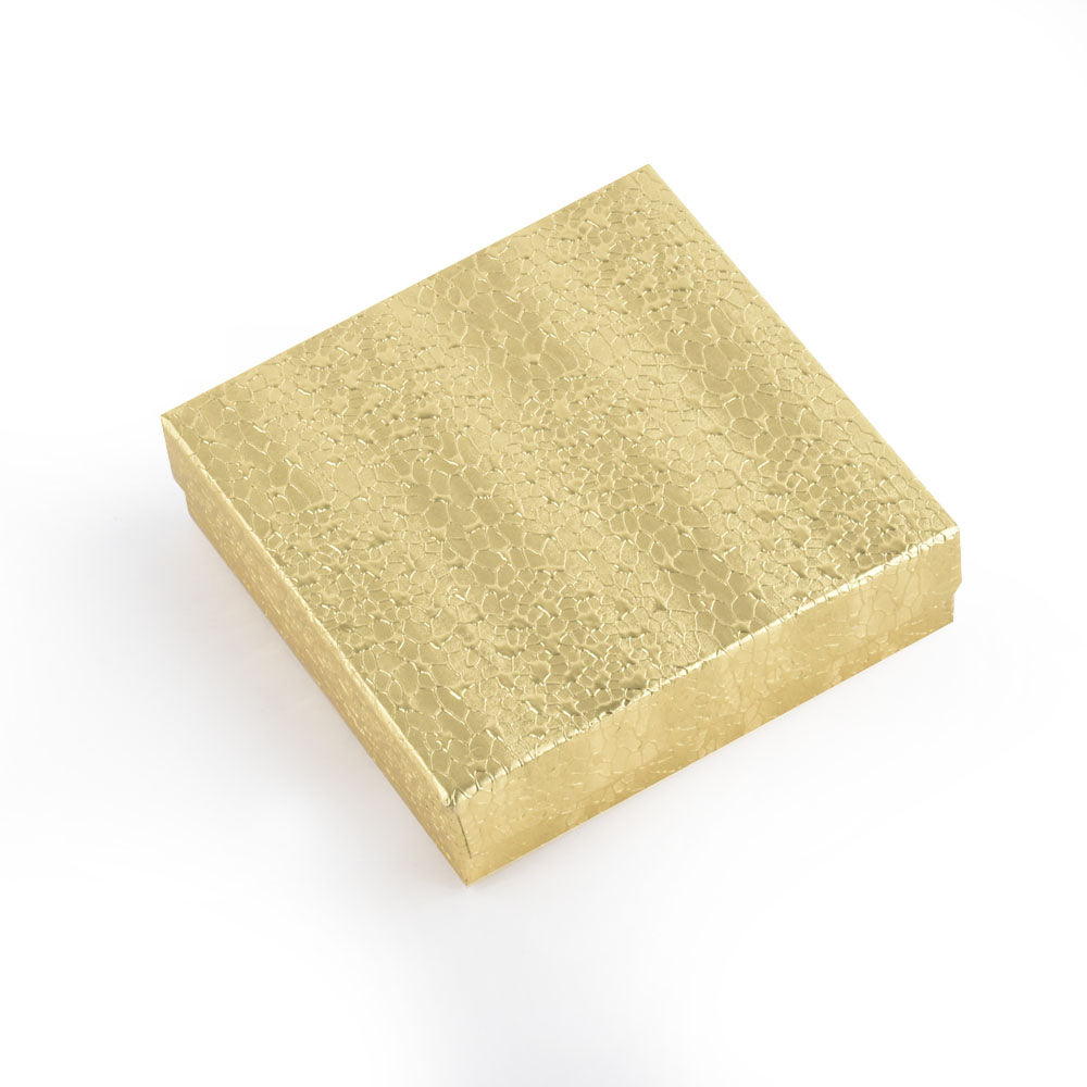 100PCS BX2833 Gold Cotton Filled Boxes, Size：3 1/2*3 1/2*1 inch