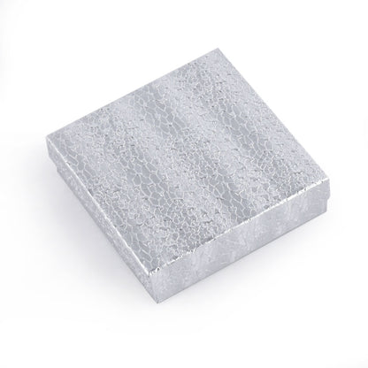 100PCS BX2833S Silver Cotton Filled Boxes, Size：3 1/2*3 1/2*1 inch