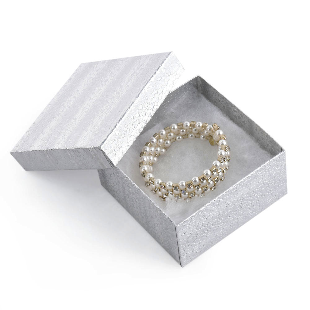 100PCS BX2834S Silver Cotton Filled Boxes, Size：3 3/4*3 3/4*2inch