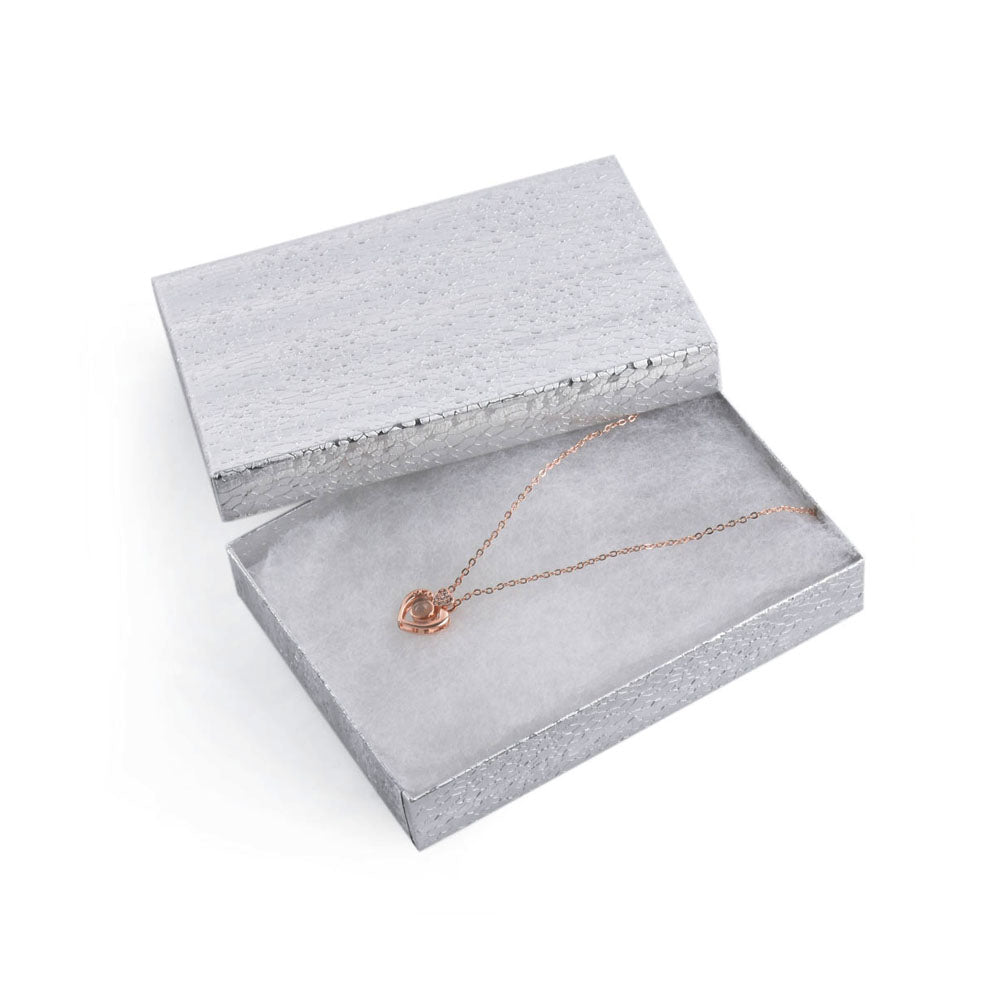 100PCS BX2853S Silver Cotton Filled Boxes, Size：5 3/8*3 7/8*1 inch