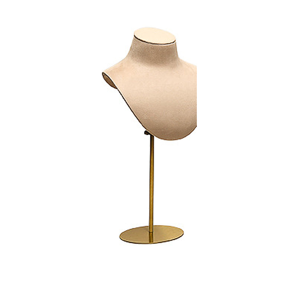Khaki Metal Portrait Medium / 15 x 35 cm complete velvet necklace display bust on white background - CND027