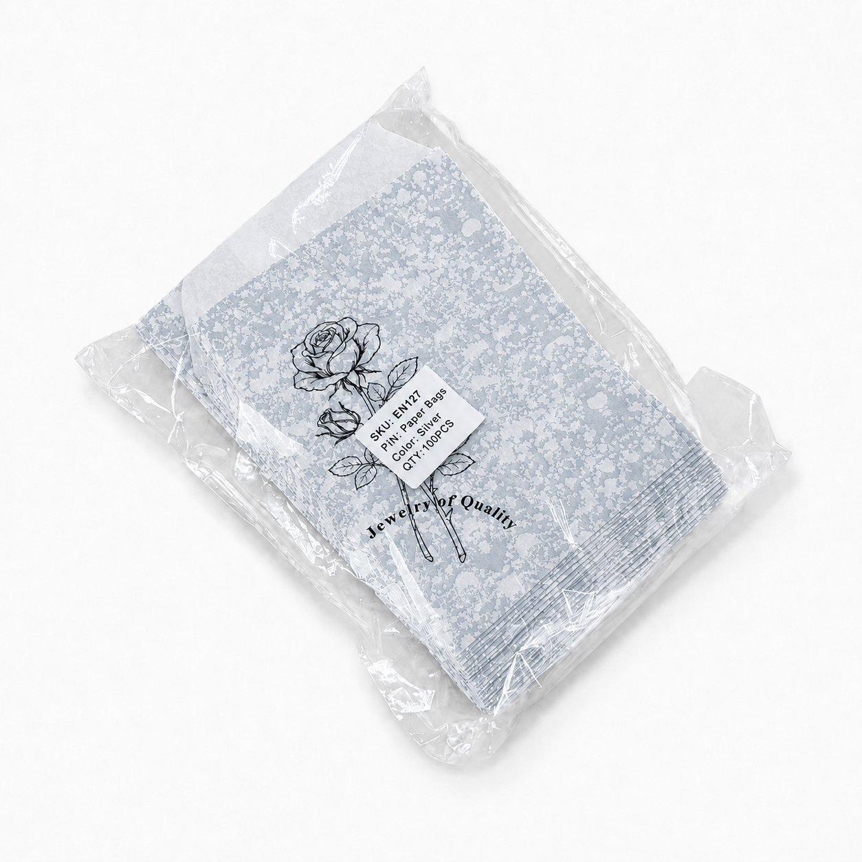 Silver Paper gift bag  Price For 100pcs, 4" × 6"