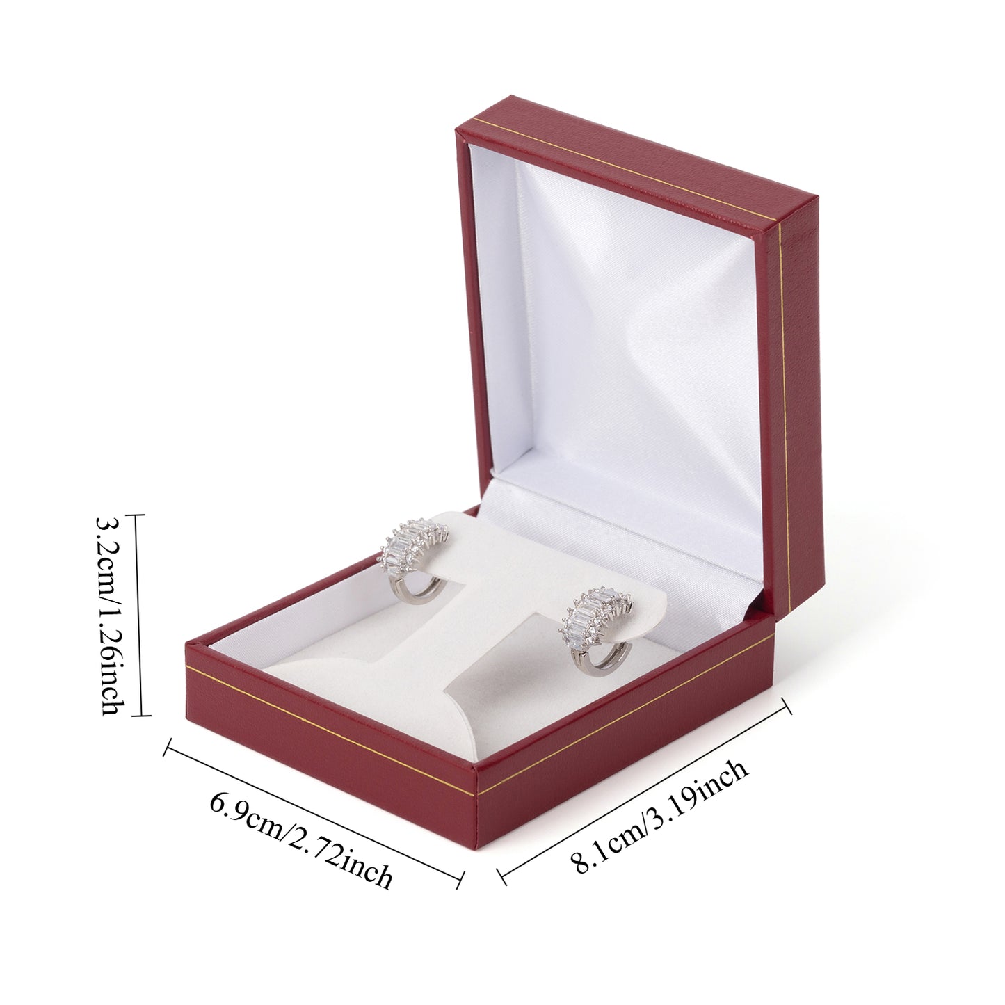 12PCS (LH2-R) Red Hoop Earring Box With Gold Trim