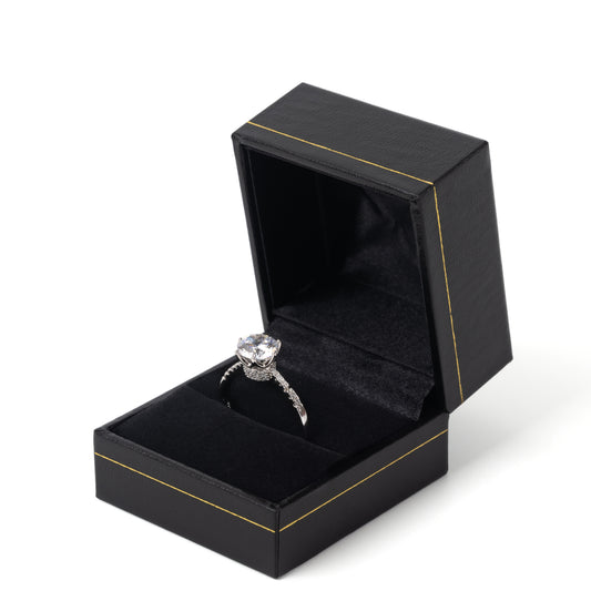 24PCS (LR3-BK) Black Ring Box With Gold Trim For Wedding Proposal Engagement
