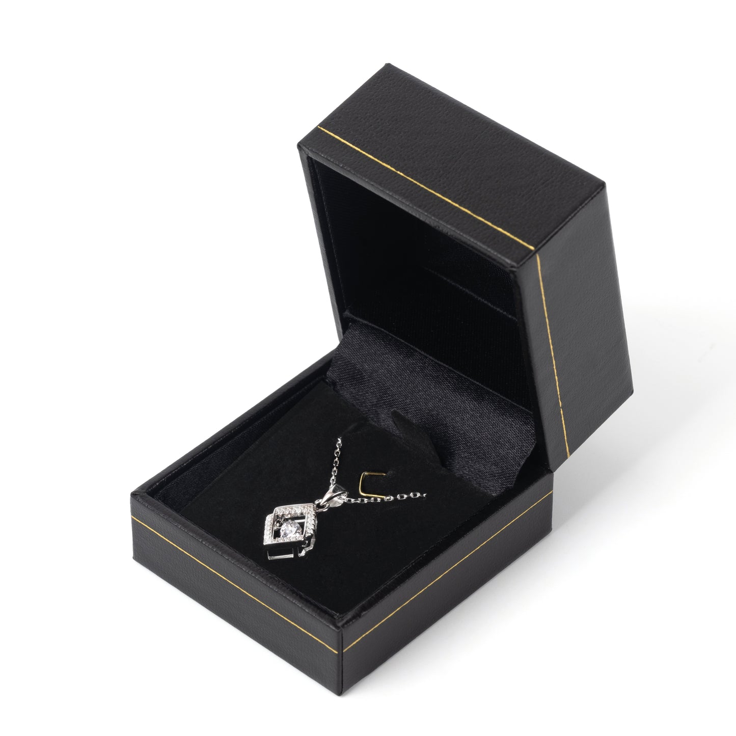 24PCS (LP1-BK) Black Pendant Box With Gold Trim For Man Women Wedding