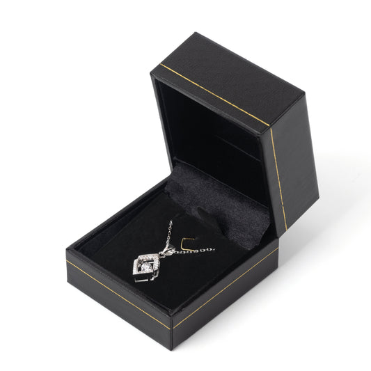 24PCS (LP1-BK) Black Pendant Box With Gold Trim For Man Women Wedding