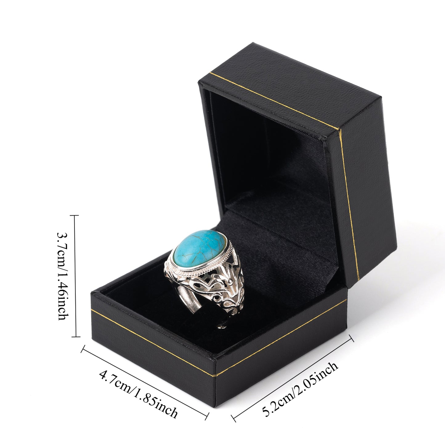 24PCS (LF3-BK) Black Square Gold Trim Ring Box