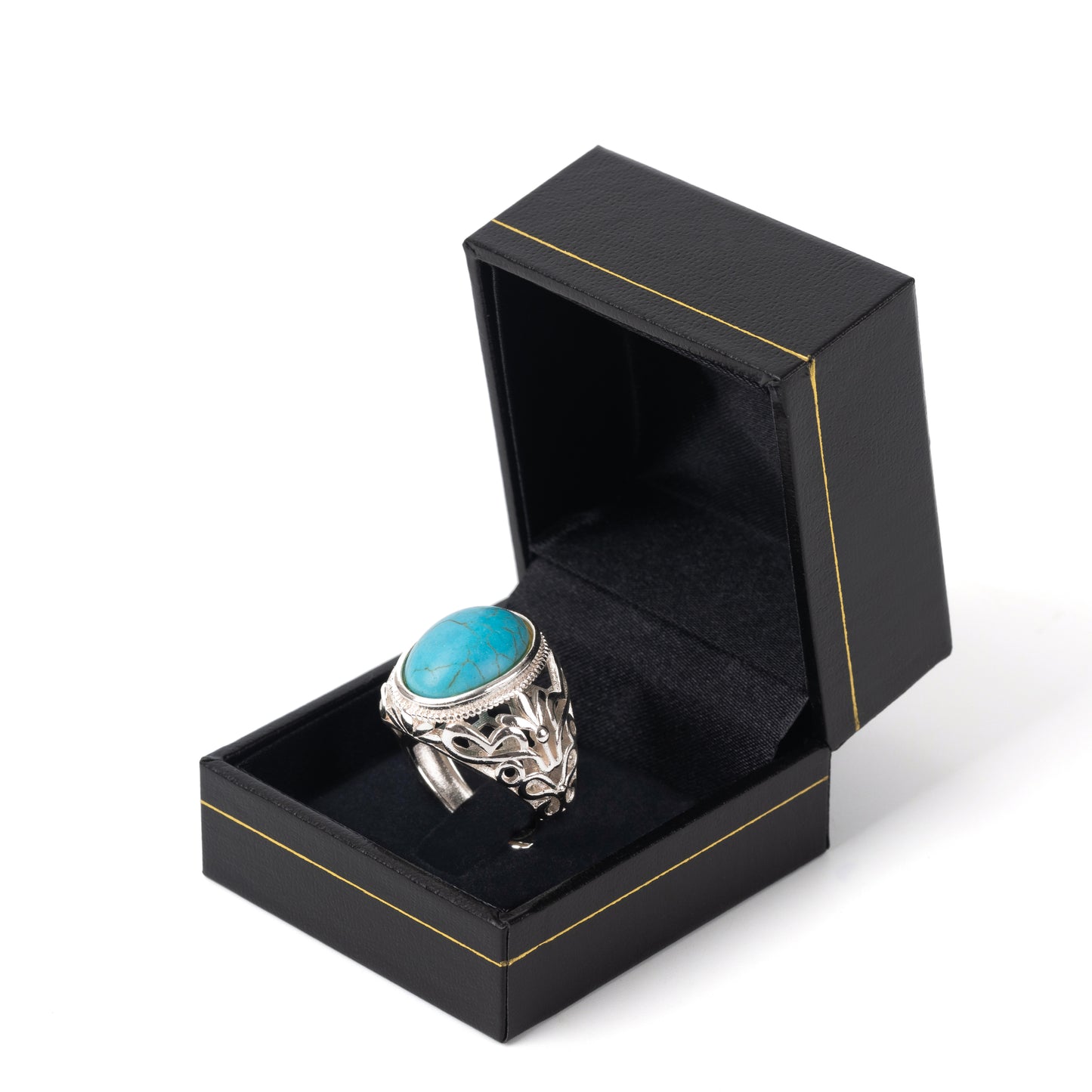 24PCS (LR2-BK) Black Clip Ring Box With Gold Trim