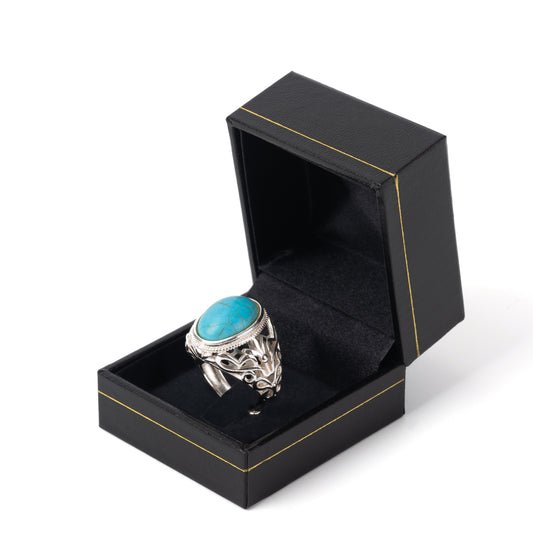 24PCS (LR2-BK) Black Clip Ring Box With Gold Trim