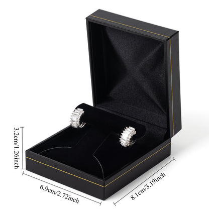 12PCS (LH2-BK) Black Hoop Earring Box With Gold Trim