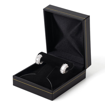 12PCS (LH2-BK) Black Hoop Earring Box With Gold Trim